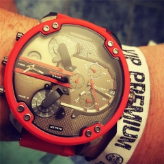 Diesel Men's quartz Watch Chronograph Steel Shell Red Watchband DZ7370