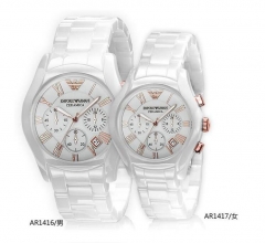 Armani watches Mens Fashion six pin ceramic quartz watch disc lovers Watch AR1416/AR1417