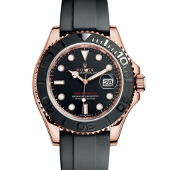 ROLEX 40mm Yacht Watch 18K Rose Gold Black 116655