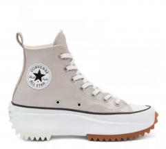 Converse All Star  run star hike high top thick bottom heightening  Champagne women leather shoes Size EU35-40